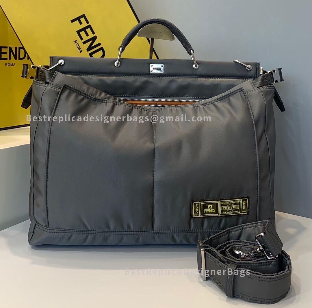 Fendi Peekaboo Medium Fendi And Porter Grey Nylon Bag 7519